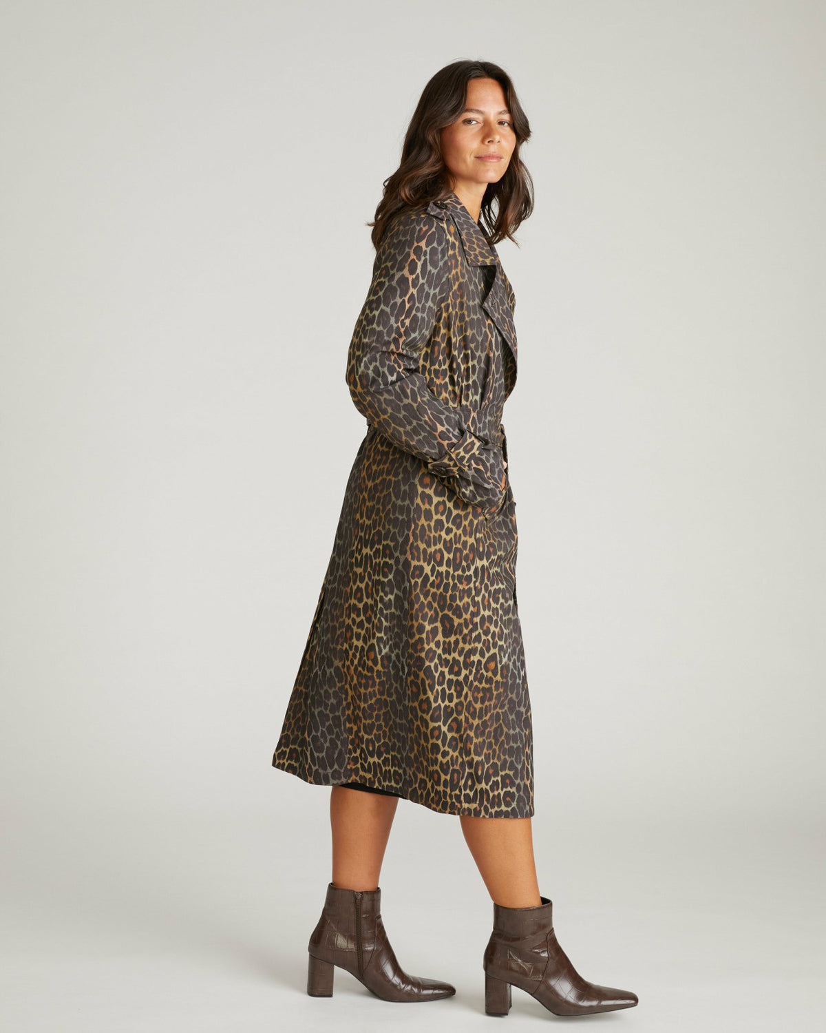 Henning x US Park Soft Trench - Shadow Leopard Print | Universal Standard