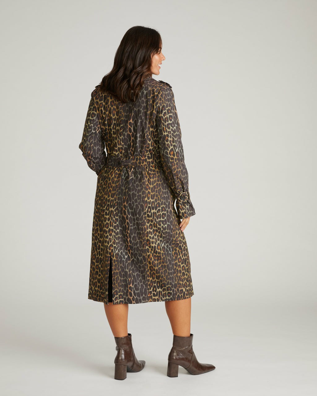 Henning x US Park Soft Trench - Shadow Leopard Print | Universal Standard