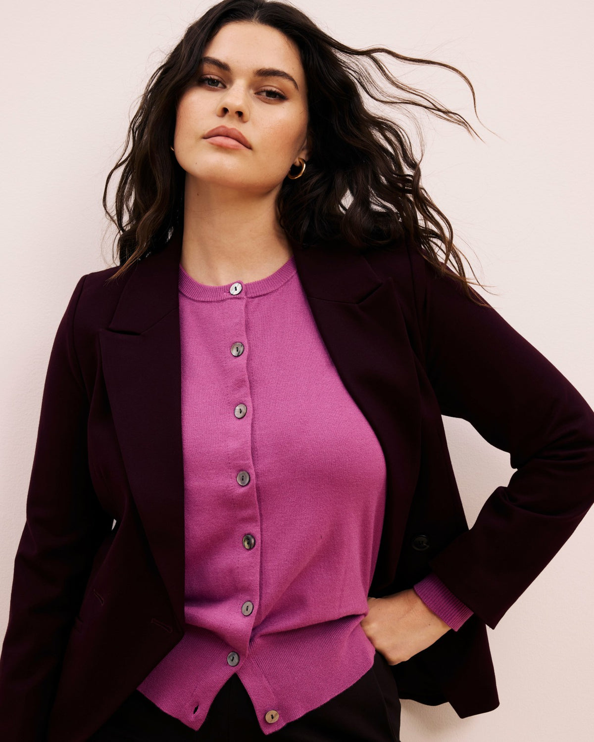 Bianca Double Breasted Ponte Blazer - Black Cherry | Universal Standard
