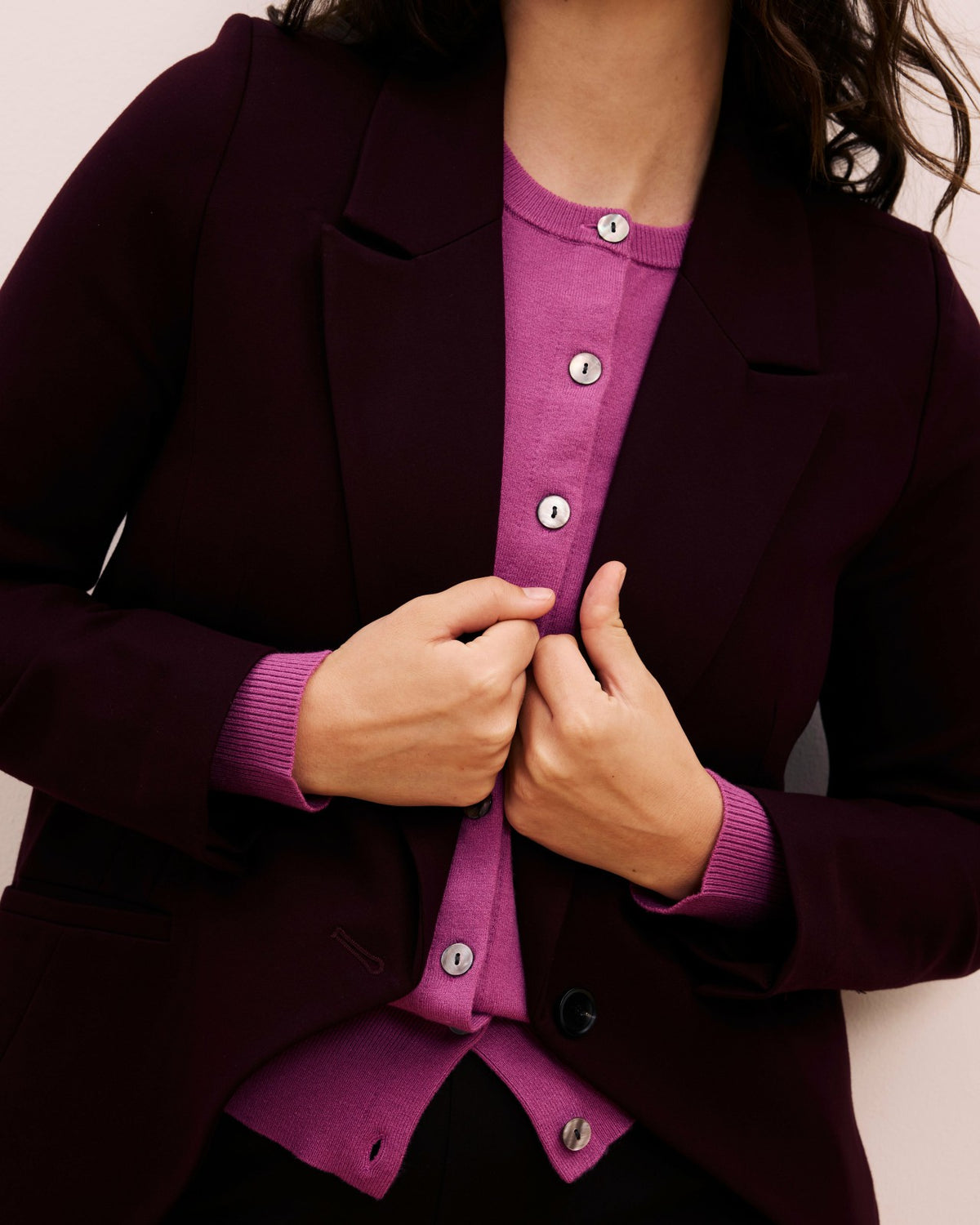 Bianca Double Breasted Ponte Blazer - Black Cherry | Universal Standard