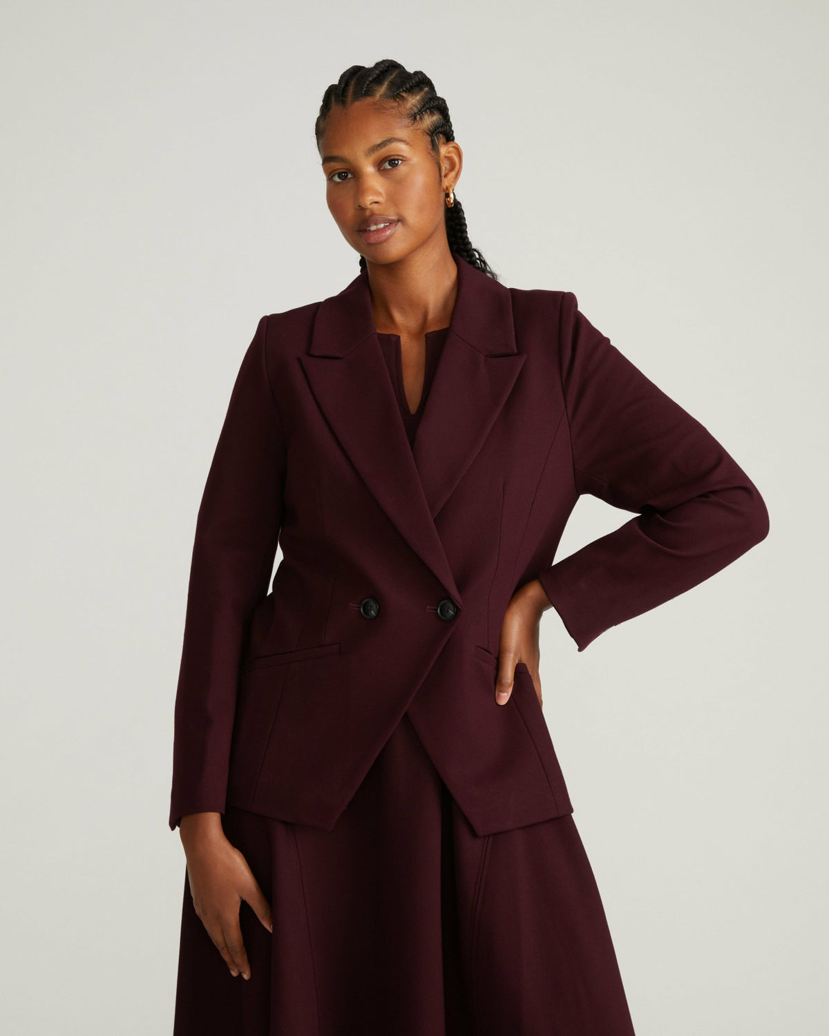 Bianca Double Breasted Ponte Blazer - Black Cherry | Universal Standard