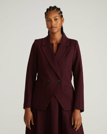 Bianca Double Breasted Ponte Blazer - Black Cherry | Universal Standard