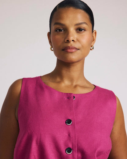 Tamsin Stretch Linen Blend Vest - Hyper Pink | Universal Standard
