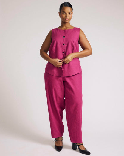 Tamsin Stretch Linen Blend Vest - Hyper Pink | Universal Standard