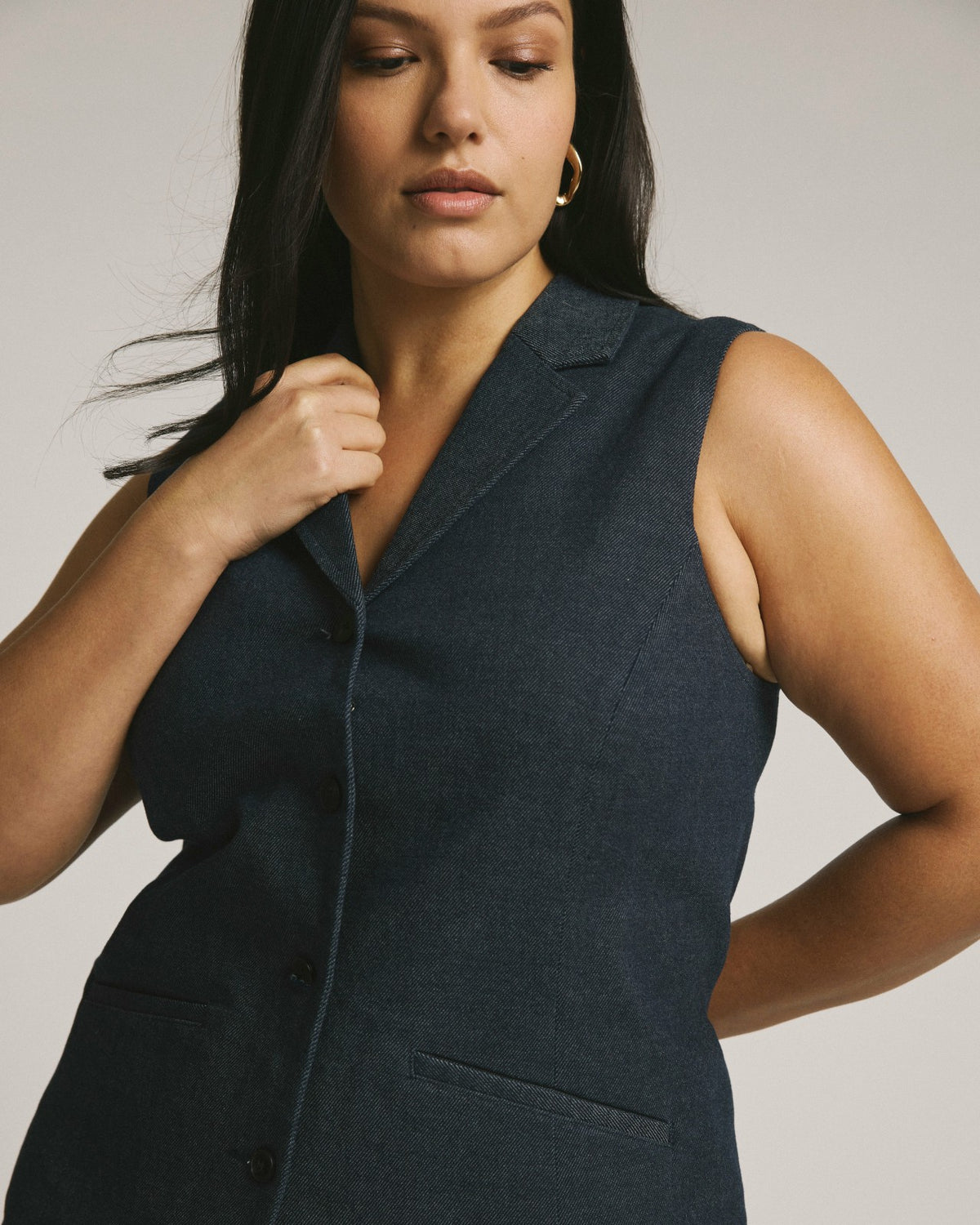 Edwin Denim Look Vest - Dark Indigo | Universal Standard