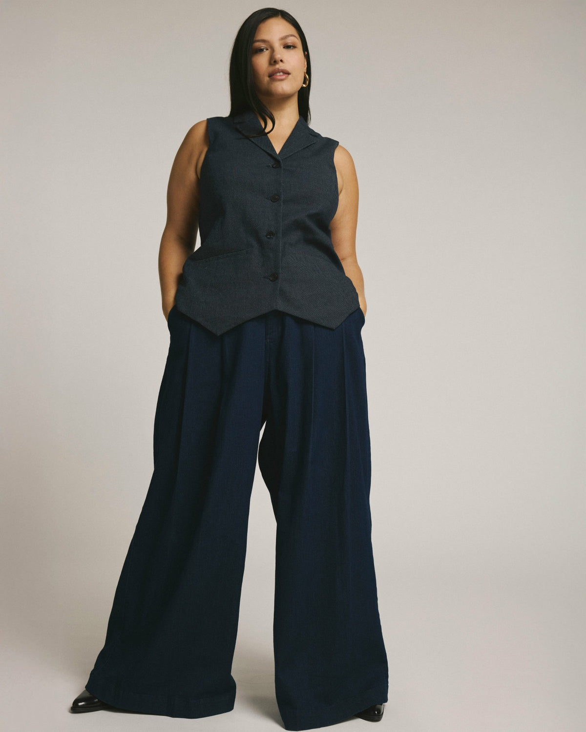Edwin Denim Look Vest - Dark Indigo | Universal Standard