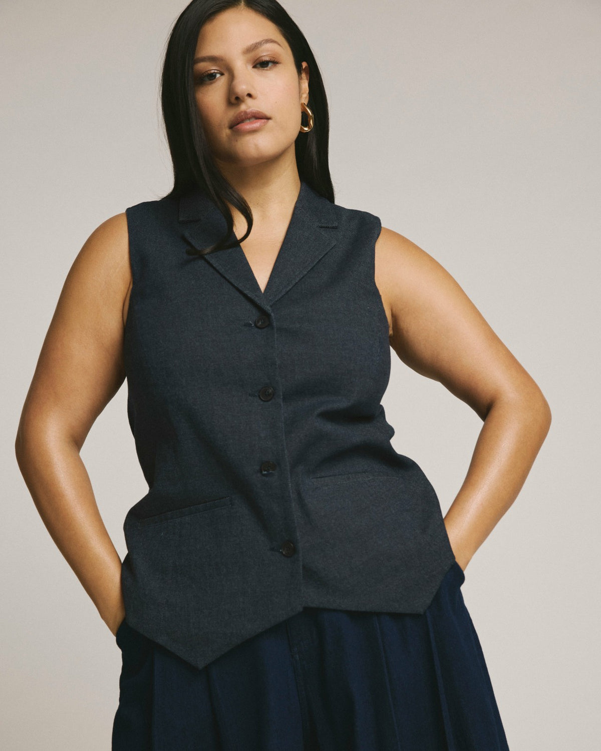 Edwin Denim Look Vest - Dark Indigo | Universal Standard