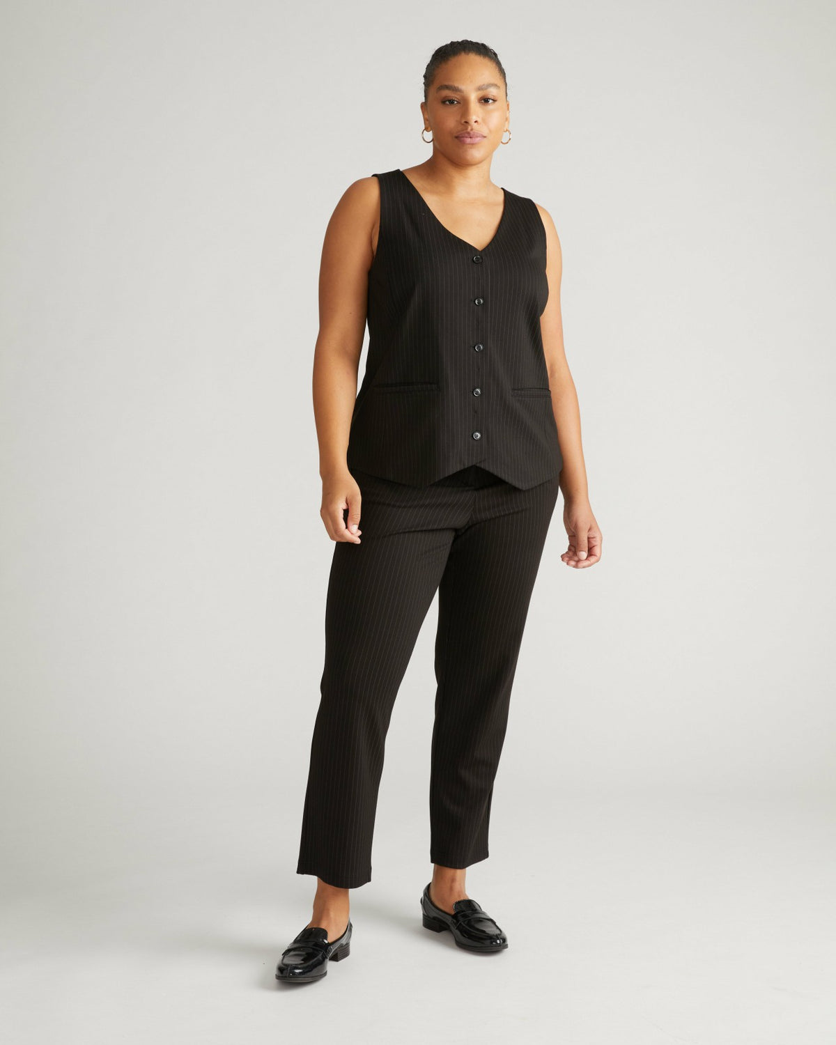 The Tailored Ponte Vest - Slate Pinstripe | Universal Standard