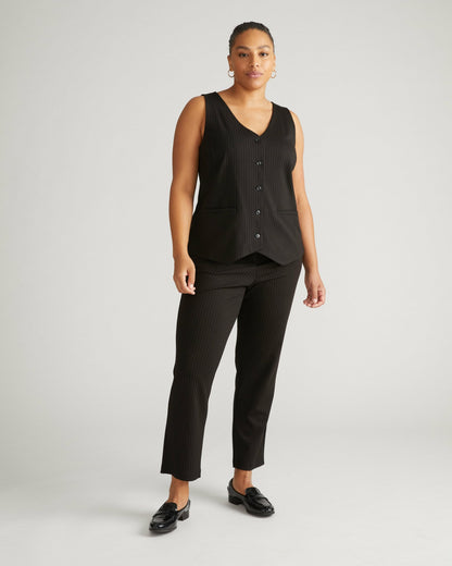 The Tailored Ponte Vest - Slate Pinstripe | Universal Standard