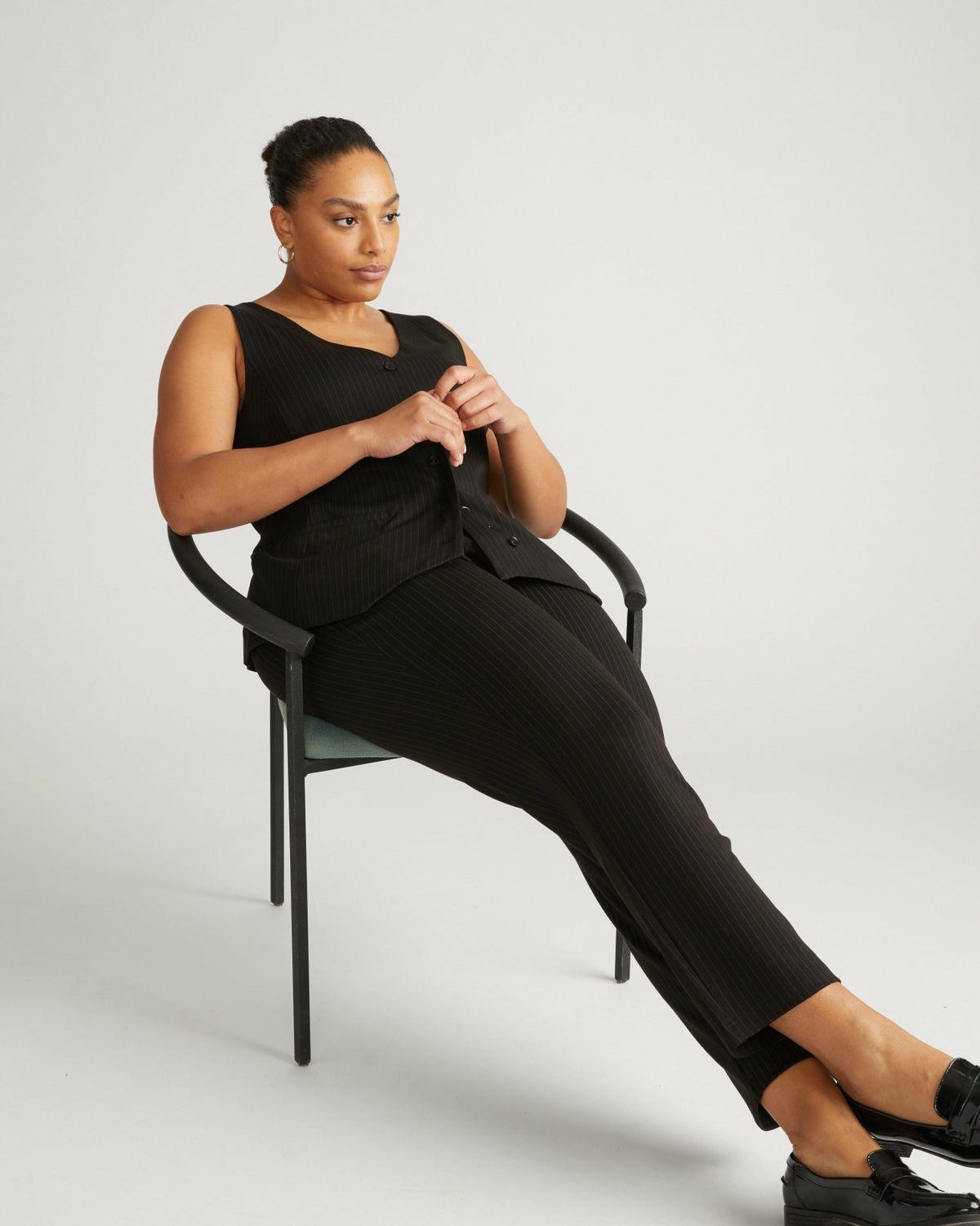 The Tailored Ponte Vest - Slate Pinstripe | Universal Standard