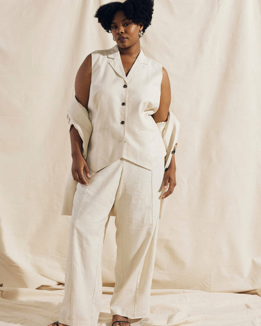 Hanover Linen Blend Vest - Ecru | Universal Standard