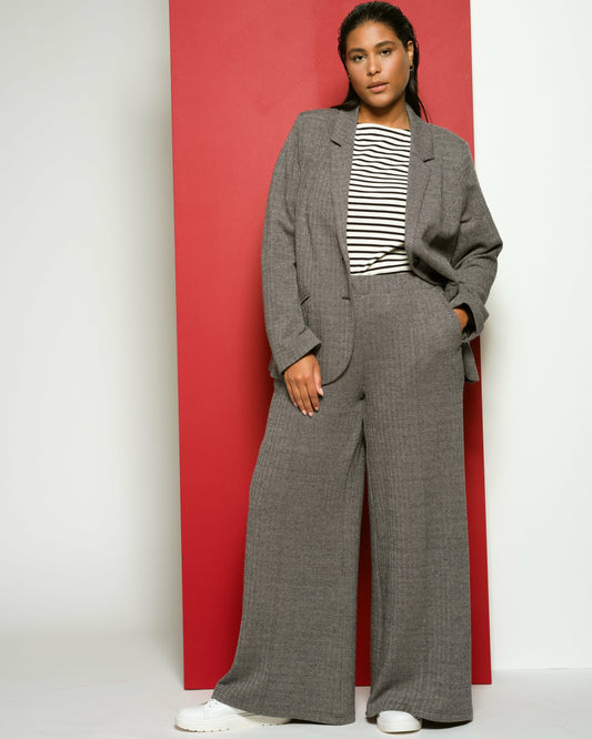 Pam Pintuck Wide Leg Ponte Pants - Herringbone Tweed | Universal Standard
