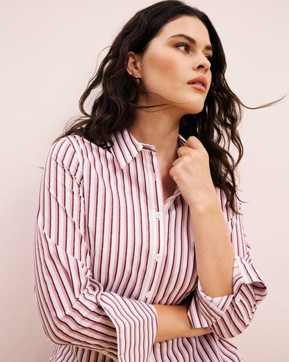 Henning x US Madison Shirt - Lilac Multi Stripe | Universal Standard
