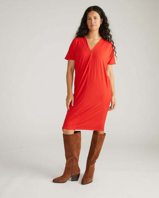 Teresa Liquid Jersey V-Neck Dress - Lipstick | Universal Standard