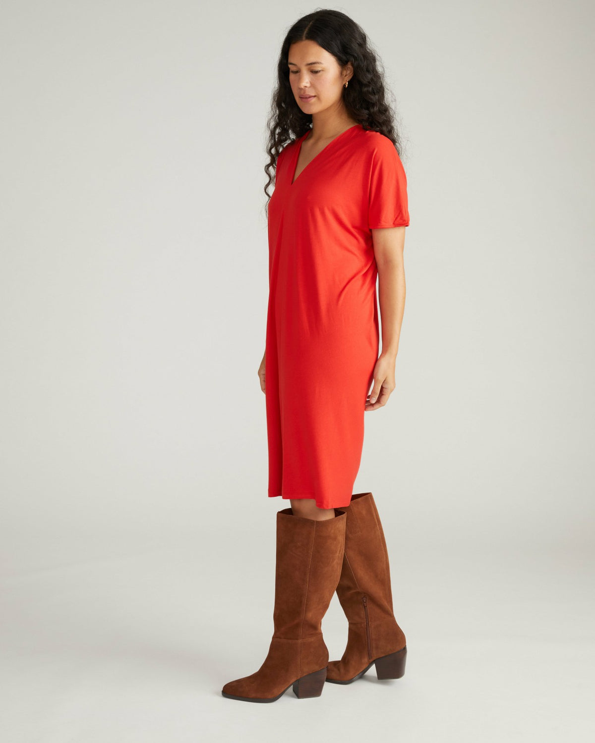 Teresa Liquid Jersey V-Neck Dress - Lipstick | Universal Standard