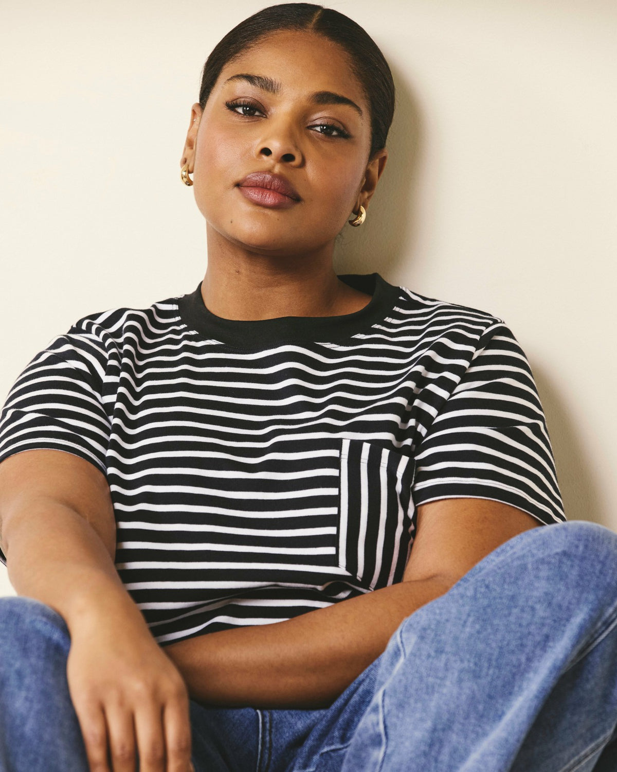 Breton Stripe Garcon Tee - Black/White Stripe | Universal Standard