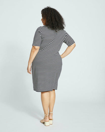Belle Breton Stripe Jersey Dress - Black/White Stripe | Universal Standard