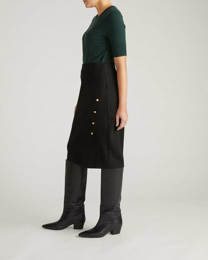 Anya Ponte Skirt - Black with Gold Buttons | Universal Standard
