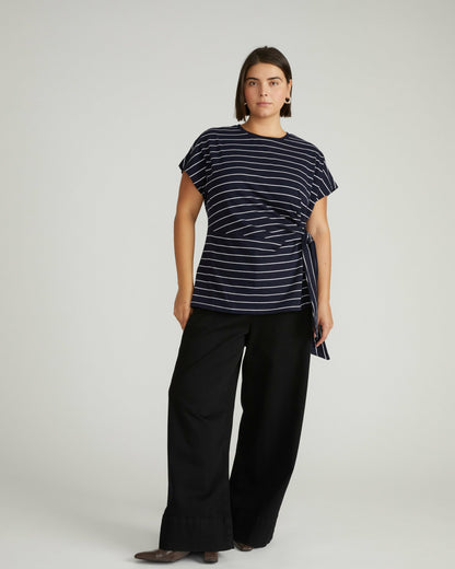 Crescent Breton Stripe Knot Tee - Navy Pinstripe | Universal Standard