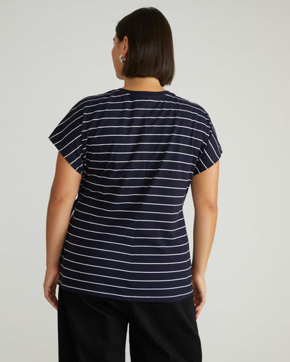 Crescent Breton Stripe Knot Tee - Navy Pinstripe | Universal Standard