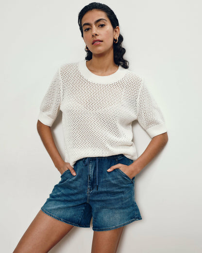 Rosie Pointelle Sweater Top - White | Universal Standard