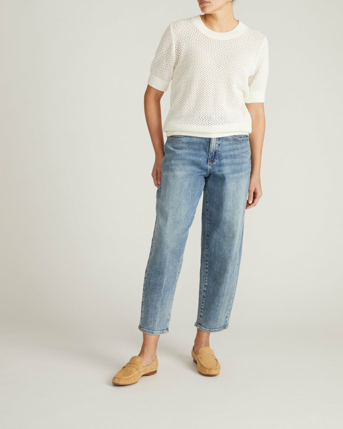 Rosie Pointelle Sweater Top - White | Universal Standard