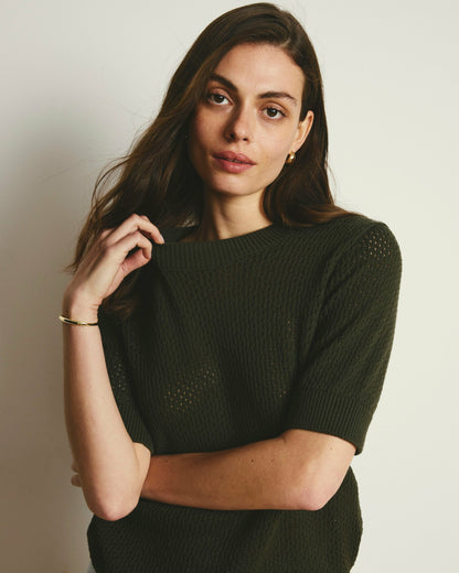 Rosie Pointelle Sweater Top - Camo | Universal Standard