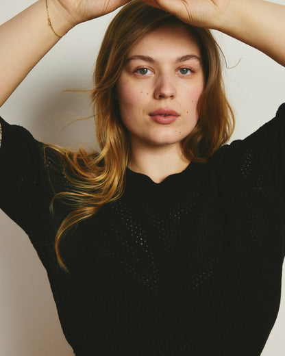 Rosie Pointelle Sweater Top - Black | Universal Standard