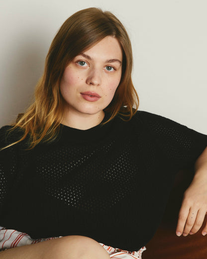 Rosie Pointelle Sweater Top - Black | Universal Standard