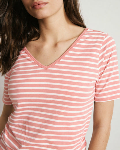 Double V Tee - Portrait Pink/White Stripe | Universal Standard