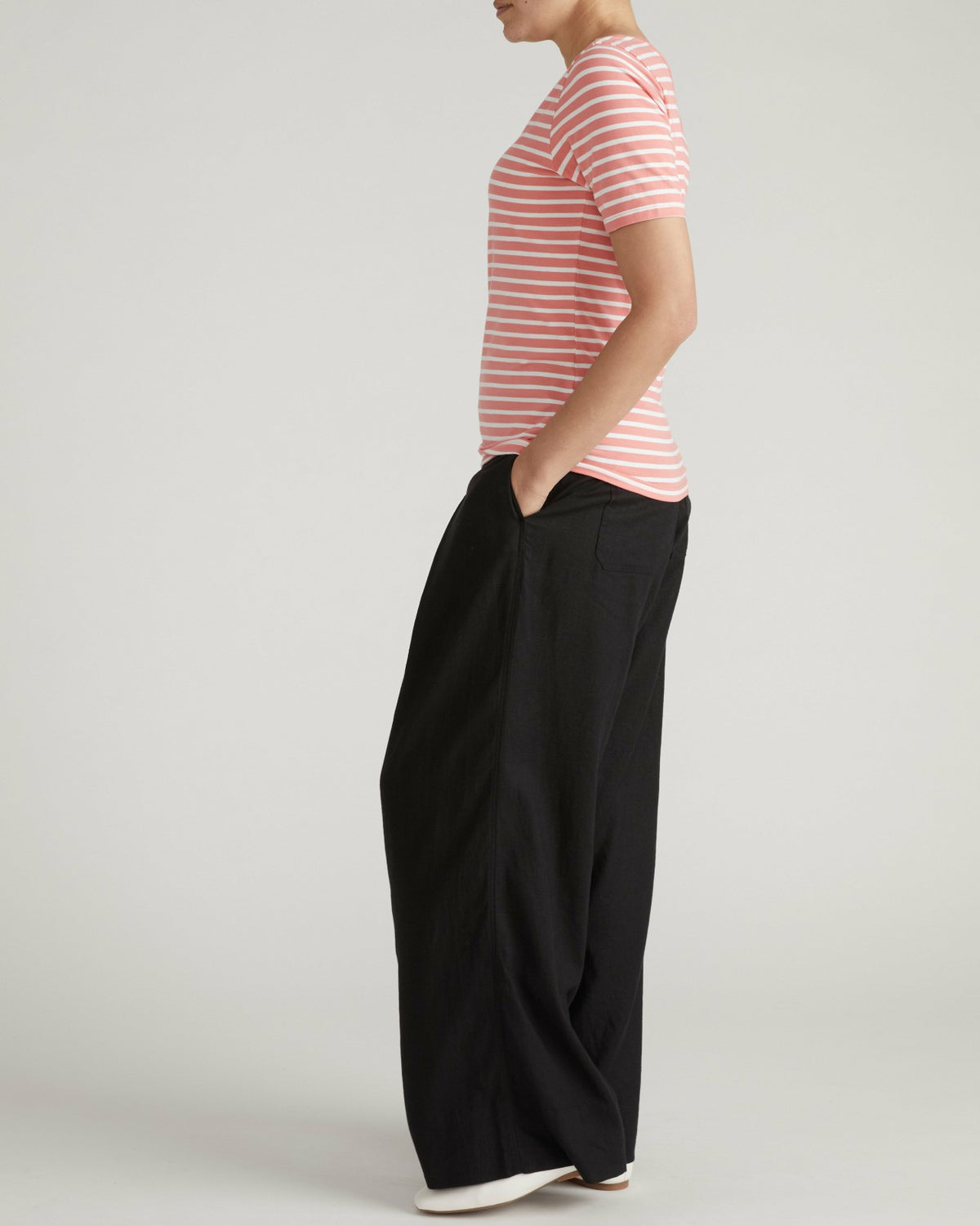 Double V Tee - Portrait Pink/White Stripe | Universal Standard
