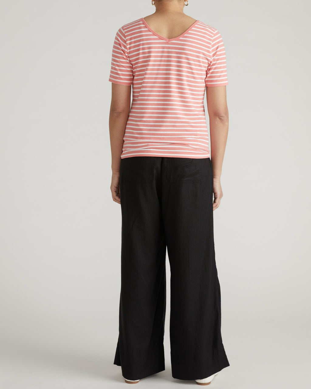 Double V Tee - Portrait Pink/White Stripe | Universal Standard