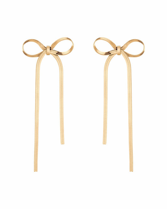 Aurate Herringbone Bow Earrings | Universal Standard