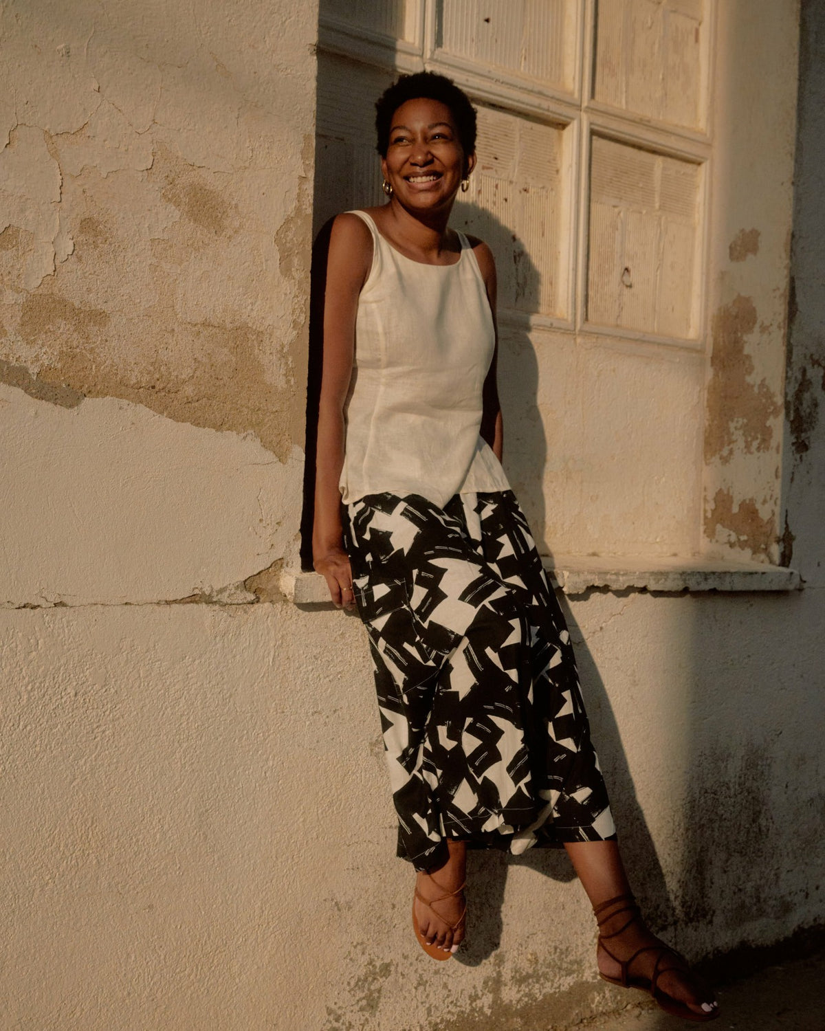 Palazzo Cargo Linen Blend Pant - Santiago Print | Universal Standard