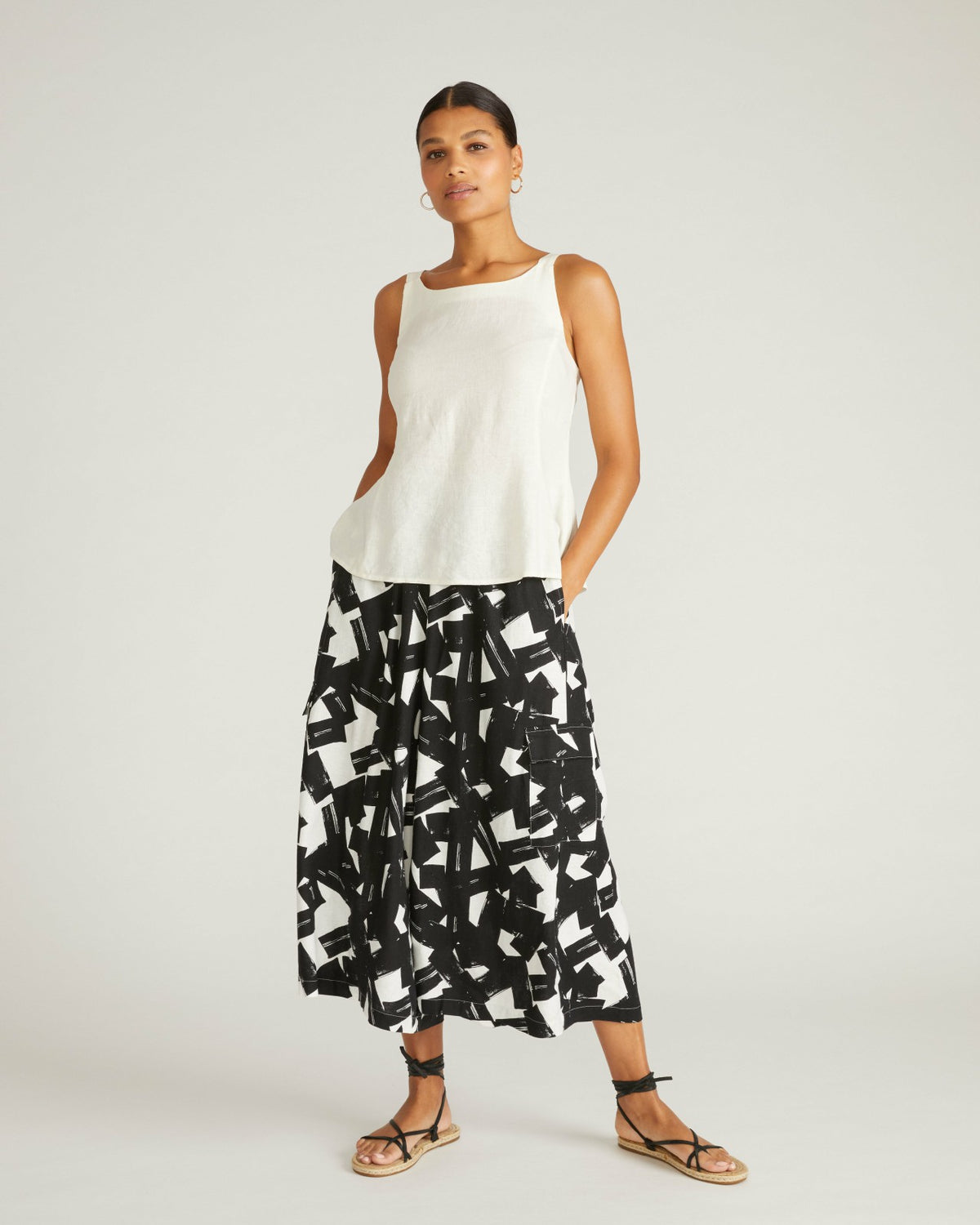 Palazzo Cargo Linen Blend Pant - Santiago Print | Universal Standard
