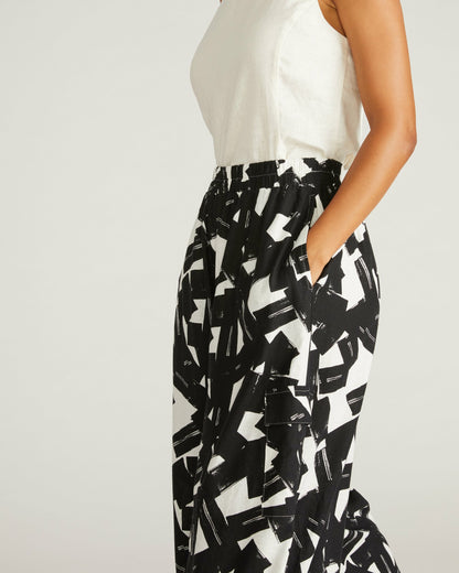 Palazzo Cargo Linen Blend Pant - Santiago Print | Universal Standard