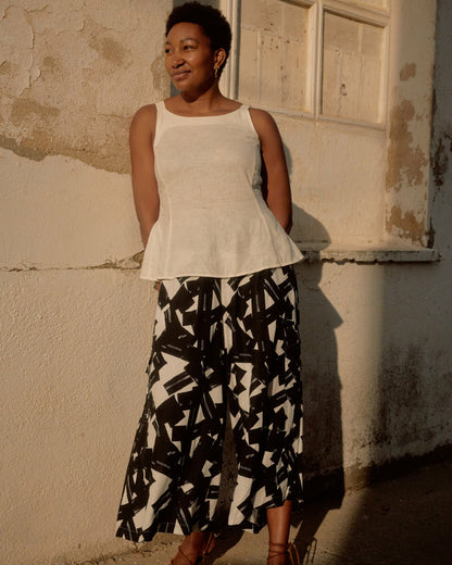 Palazzo Cargo Linen Blend Pant - Santiago Print | Universal Standard