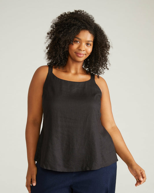Kuki Sleeveless Linen Blend Top - Black | Universal Standard