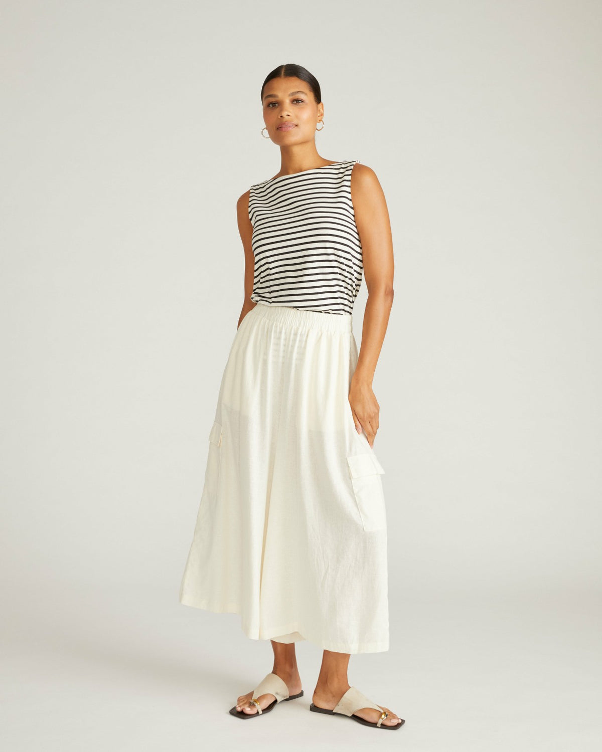 Palazzo Cargo Linen Blend Pant - Natural White | Universal Standard