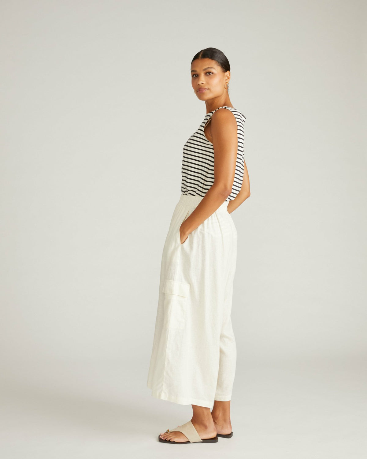 Palazzo Cargo Linen Blend Pant - Natural White | Universal Standard