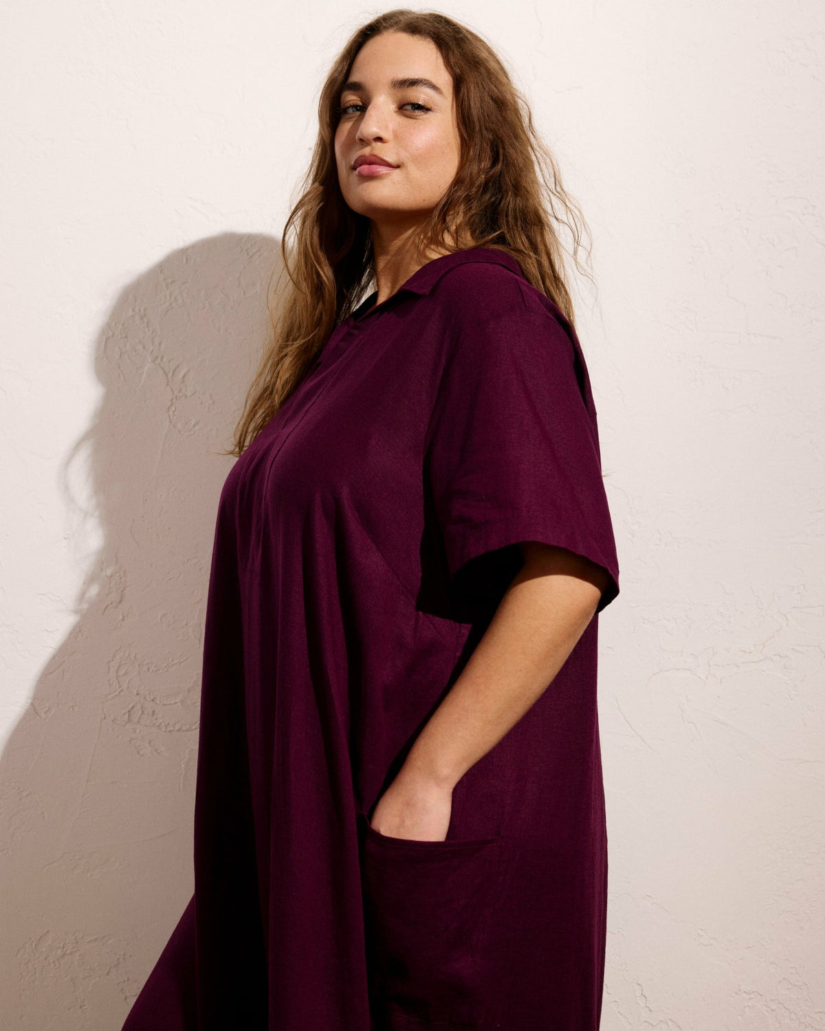 Padma Polo Neck Linen Blend Dress - Acai | Universal Standard