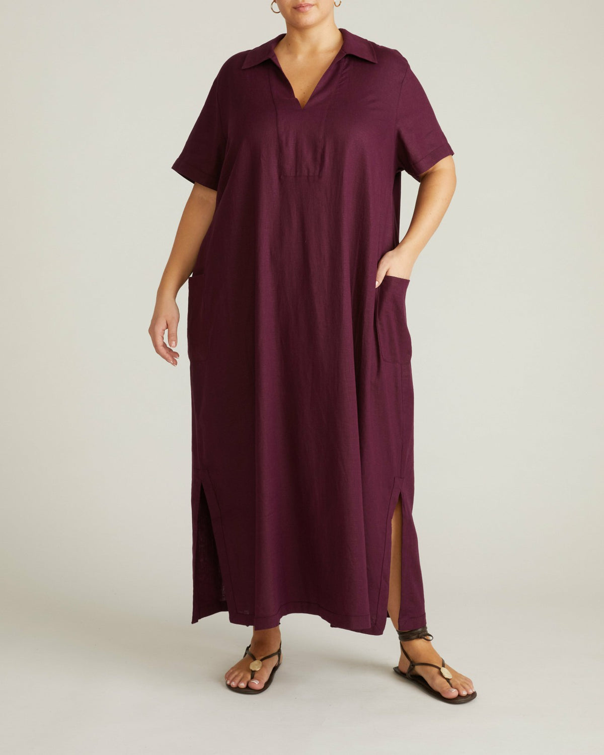 Padma Polo Neck Linen Blend Dress - Acai | Universal Standard