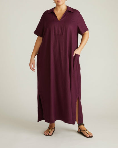 Padma Polo Neck Linen Blend Dress - Acai | Universal Standard