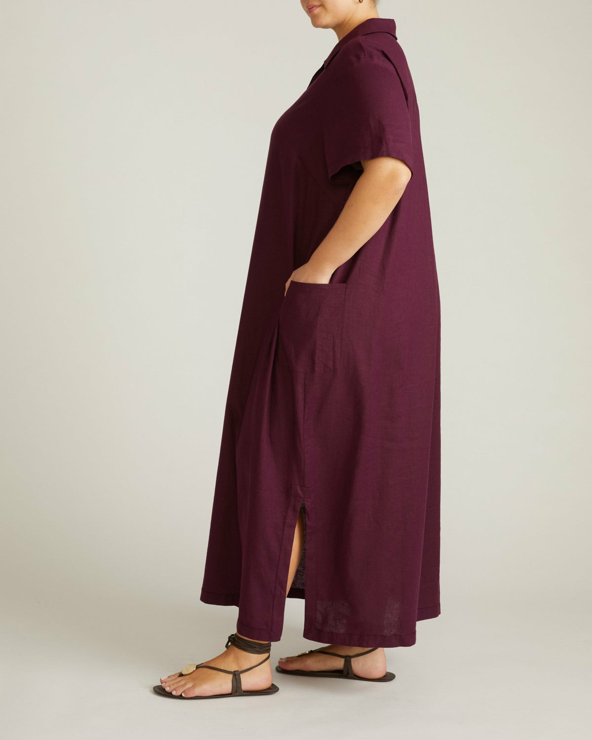 Padma Polo Neck Linen Blend Dress - Acai | Universal Standard