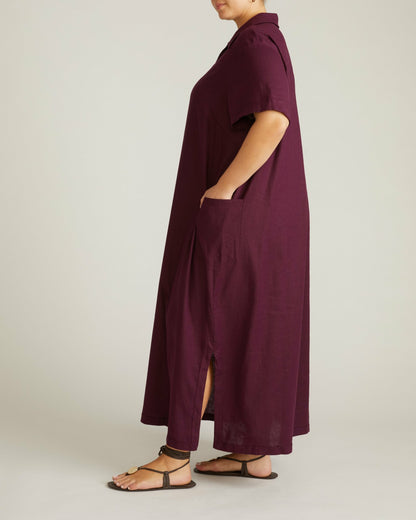 Padma Polo Neck Linen Blend Dress - Acai | Universal Standard