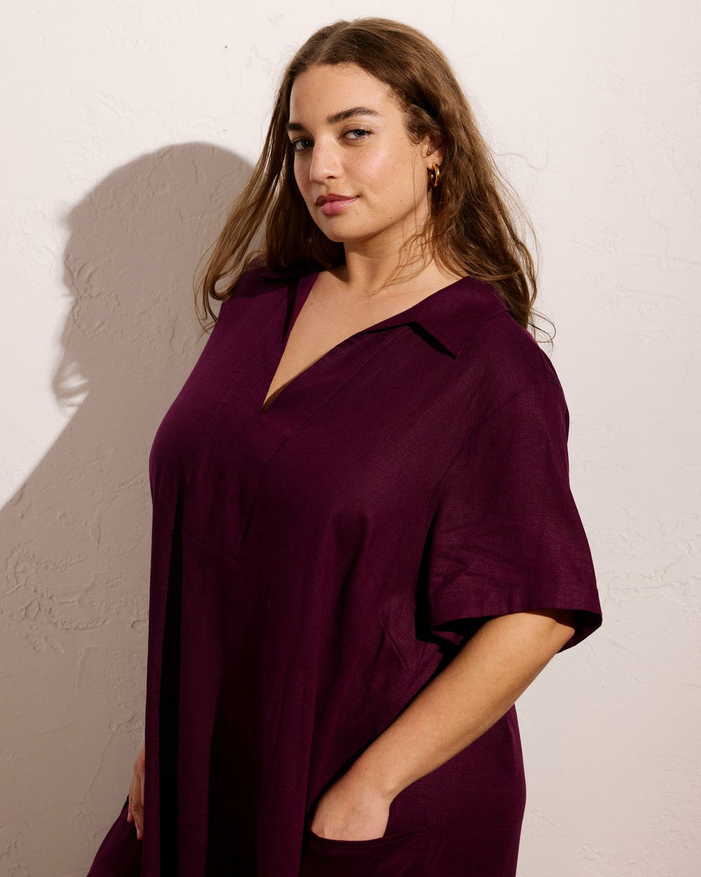 Padma Polo Neck Linen Blend Dress - Acai | Universal Standard