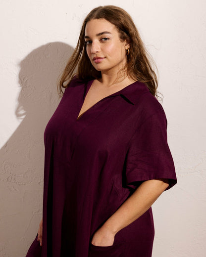 Padma Polo Neck Linen Blend Dress - Acai | Universal Standard
