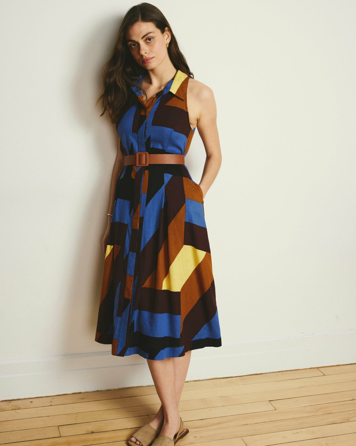 Adelaide Linen Blend Shirtdress - Beach Ombra Print | Universal Standard