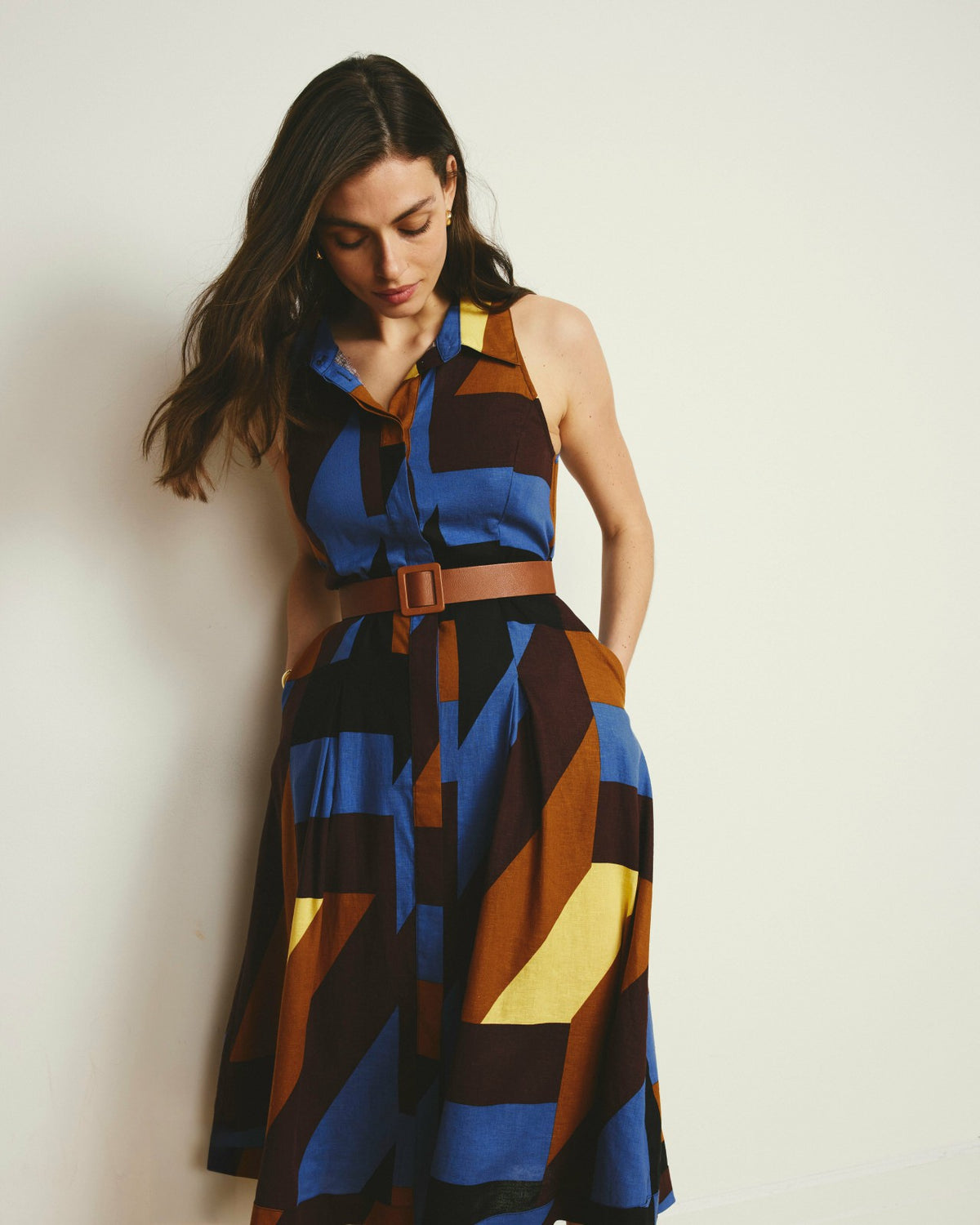 Adelaide Linen Blend Shirtdress - Beach Ombra Print | Universal Standard