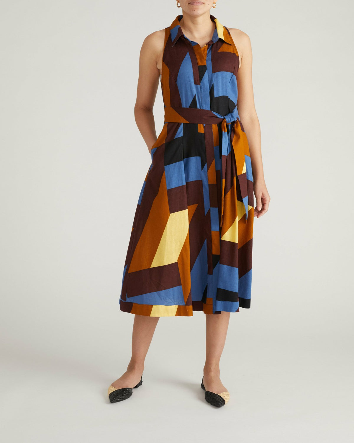 Adelaide Linen Blend Shirtdress - Beach Ombra Print | Universal Standard